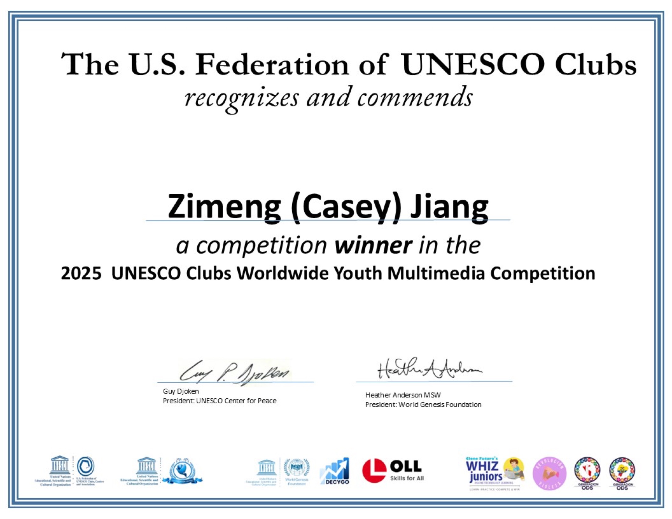 Living Cultures gold award certificate